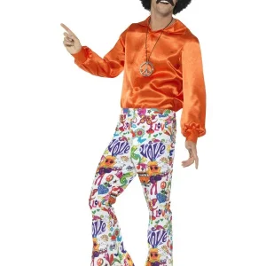 Pantalon à pattes d'éléphant style flower power des années 60 pour homme