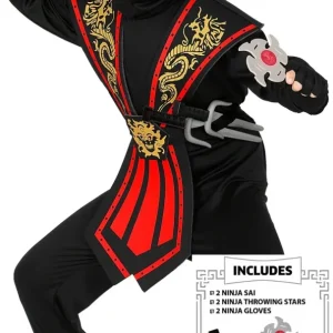Déguisement de ninja rouge avec accessoires pour enfants