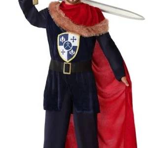 Déguisement de roi médiéval bleu avec cape rouge pour garçon