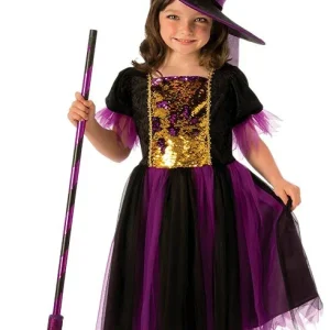 Déguisement de sorcière à paillettes pour fille