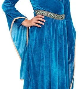 Déguisement de dame médiévale bleue pour fille