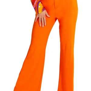 Pantalon pattes d'éléphant orange années 70 pour femme